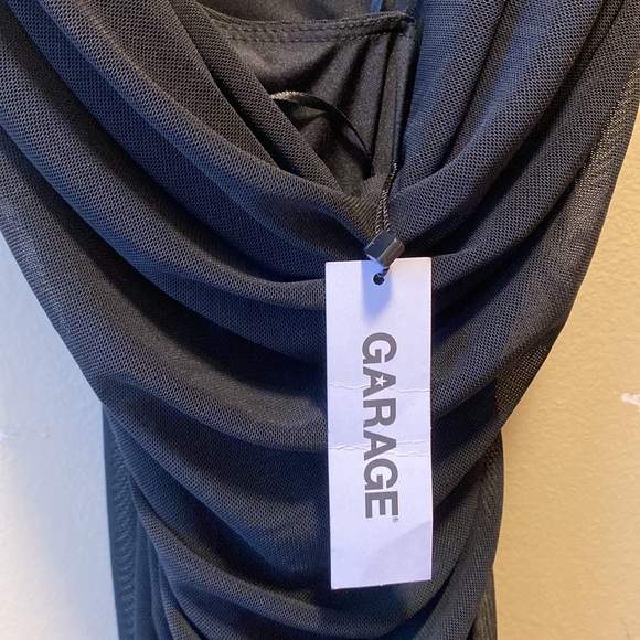 ✨BRAND NEW✨ GARAGE BLACK MESH RUCHED CAMI FITTED DRESS WITH THIN ELASTIC STRAPS - Picture 9 of 9